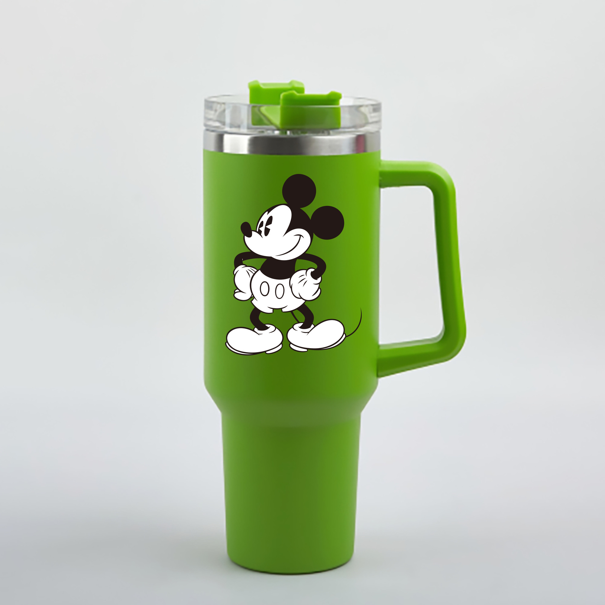 （画像用） ミッキーマウス Mickey Mouse 1200mL車用タンブラー - クリスタルステッカー（プラスチックストロー付き）
